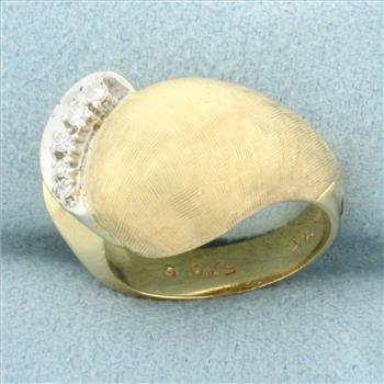 Modern Abstract Design Diamond Ring in 14k Yellow Gold