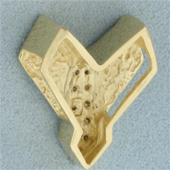 Modern Design Diamond Slide Pendant in 14k Yellow Gold