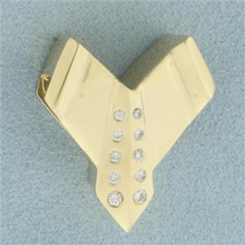 Modern Design Diamond Slide Pendant in 14k Yellow Gold