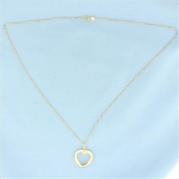 Modern Heart Necklace in 14k Yellow Gold