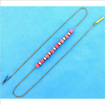 Morganite and Ball Bead Necklace in 14K Yellow Gold