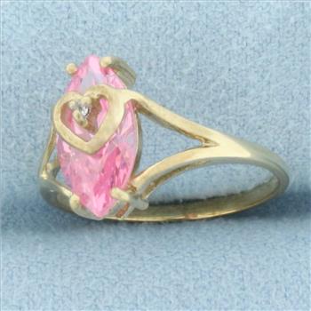 Morganite Heart Ring in 10k Yellow Gold