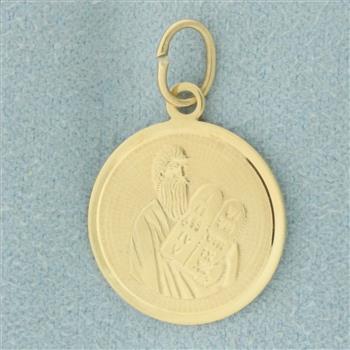 Moses Holding Ten Commandments Charm or Pendant in 14k Yellow Gold