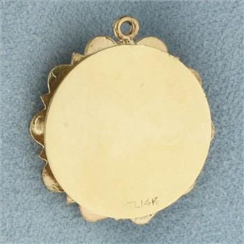 Mother Pearl, Ruby, Sapphire, and Diamond Charm in 14k Yellow Gold