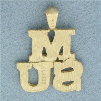 MSU Michigan State University Pendant in 14k Yellow Gold