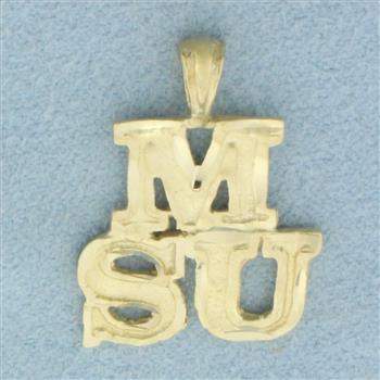MSU Michigan State University Pendant in 14k Yellow Gold