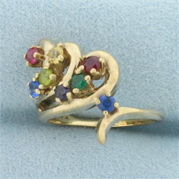 Multi-Gemstone Wave Ring in 14k Yellow Gold