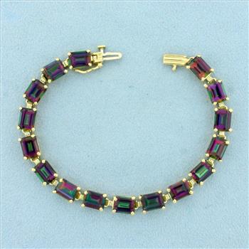 Mystic Topaz Line Tennis Bracelet in 14K Yellow Gold
