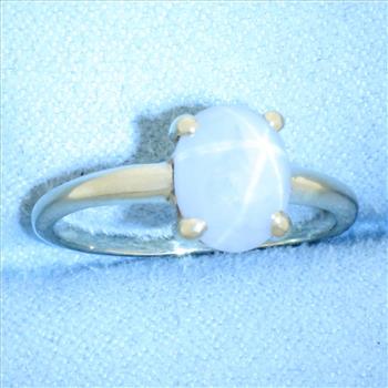 Natural Gray Star Sapphire Ring in 14k White Gold