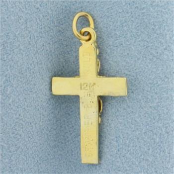 Nature Design Cross Charm or Pendant in 12k Yellow, Rose, and White Gold