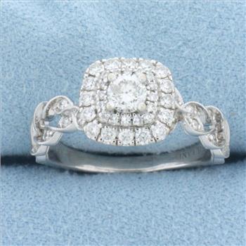Neil Lane Double Halo Twist Engagement Ring in 14k White Gold