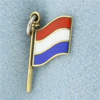 Netherlands Flag Charm in 14k Yellow Gold