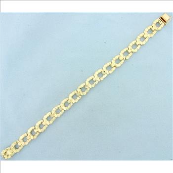 Nugget Horseshoe Link Bracelet in 14K Yellow Gold