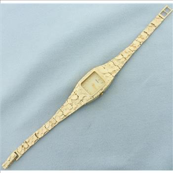 Nugget Seiko Watch in Solid 14k Yellow Gold Bracelet and Case