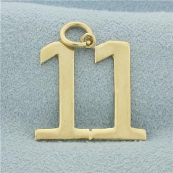 Number 11 Charm or Pendant in 14k Yellow Gold