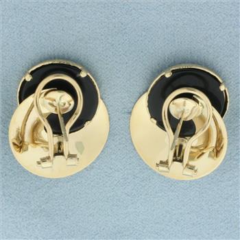 Onyx Disc Earrings in 14k Yellow Gold