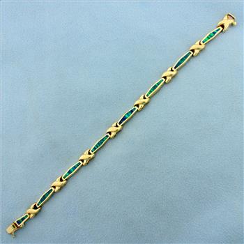 Opal Line Bracelet in 14K Yellow Gold
