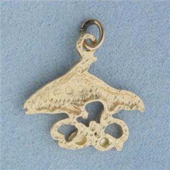 Orca Charm or Pendant in 10k Yellow and Rose Gold