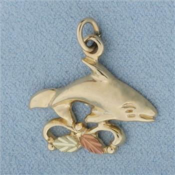 Orca Charm or Pendant in 10k Yellow and Rose Gold