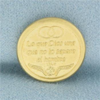 Our Lady of Guadalupe Matthew 19:6 Bible Verse Gold Token in 14k Yellow Gold Plate