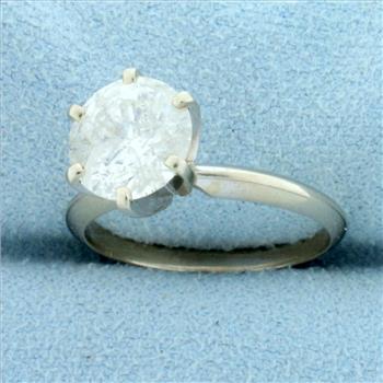 Over 2ct Solitaire Diamond Engagement Ring in 14K White Gold
