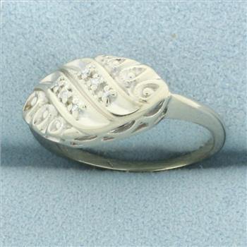 Pave Diamond Retro Era Ring in 14k White Gold