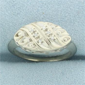 Pave Diamond Retro Era Ring in 14k White Gold