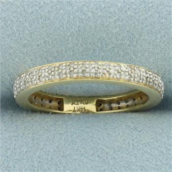 Pave Diamond Stacking Band Ring in 14k Yellow Gold