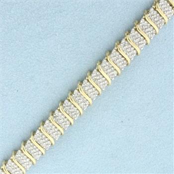 Pave Diamond Tennis Bracelet in 10k Yellow Gold