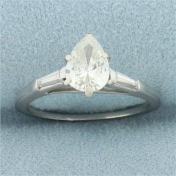 Pear Cut Diamond Engagement Ring in 14k White Gold