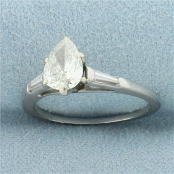 Pear Cut Diamond Engagement Ring in 14k White Gold