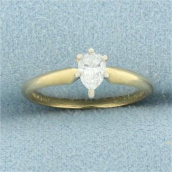 Pear Diamond Solitaire Engagement Ring in 14k Yellow Gold | Property Room