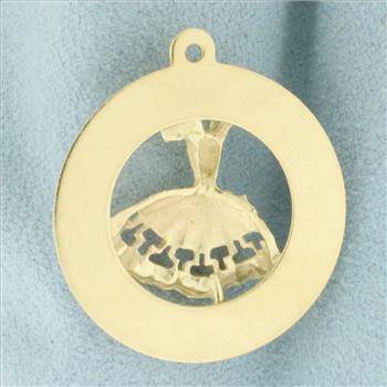 Pearl, Ruby, and Sapphire Dancer Charm or Pendant in 14k Yellow Gold