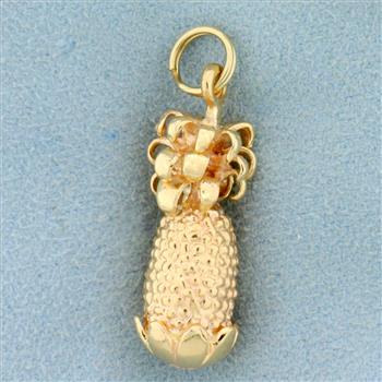 Pineapple Pendant or Charm in 14K Yellow Gold