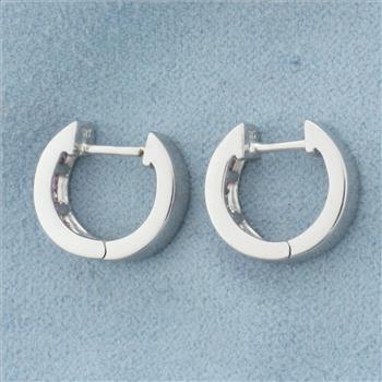 Pink Sapphire Huggie Hoop Earrings in 14k White Gold