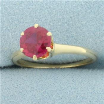Pink Sapphire Solitaire Ring in 14k Yellow Gold