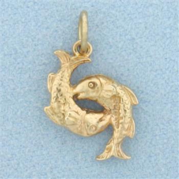 Pisces Zodiac Charm in 14k Yellow Gold