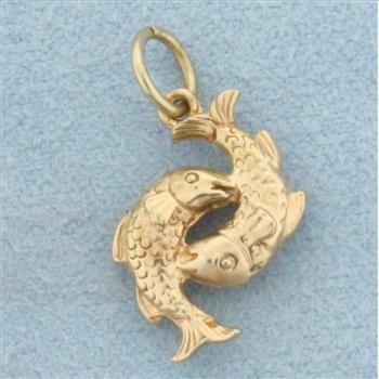 Pisces Zodiac Charm in 14k Yellow Gold