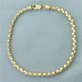 Popcorn Box Link Bracelet in 14k Yellow Gold