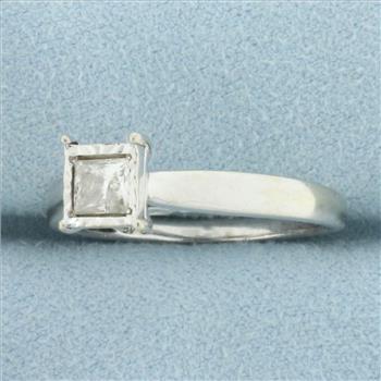 Princess Cut Diamond Solitaire Engagement Ring in 10k White Gold