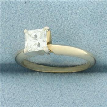 Princess Cut Diamond Solitaire Engagement Ring in 14k Yellow Gold