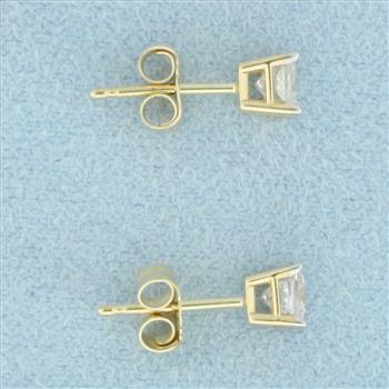 Princess Cut Diamond Stud Earrings in 14k Yellow Gold
