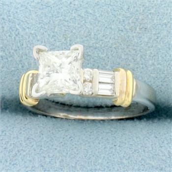 Princess Diamond Engagement Ring in 14K Yellow and White Gold