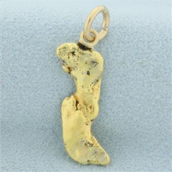 Pure Gold Nugget Freeform Charm or Pendant