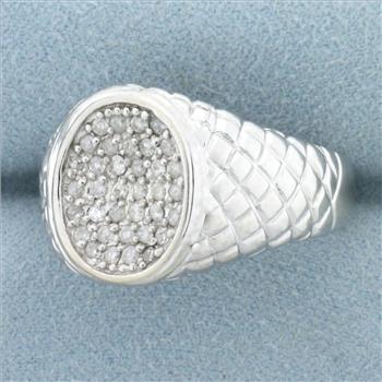 Quilted Design Pave Set Diamond Ring in 10k White Gold