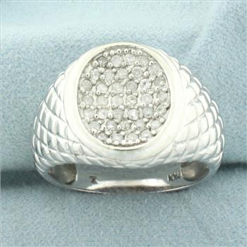 Quilted Design Pave Set Diamond Ring in 10k White Gold
