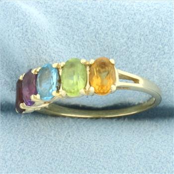 Rainbow Gemstone Ring in 14k Yellow Gold
