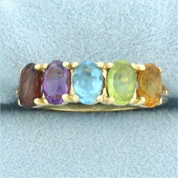 Rainbow Gemstone Ring in 14k Yellow Gold