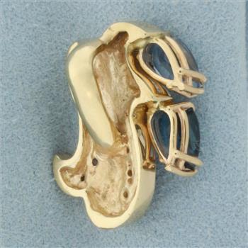 Rainbow Topaz Pendant or Slide in 14k Yellow Gold