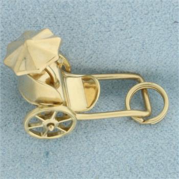 Rickshaw Carriage Charm or Pendant in 14k Yellow Gold